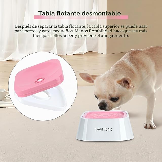 Foto 6 de 8 de Cuenco de Agua para Perros sin Salpicaduras con Disco Flotante, alimentador Lento de 1.5 L, antidesbordamiento
