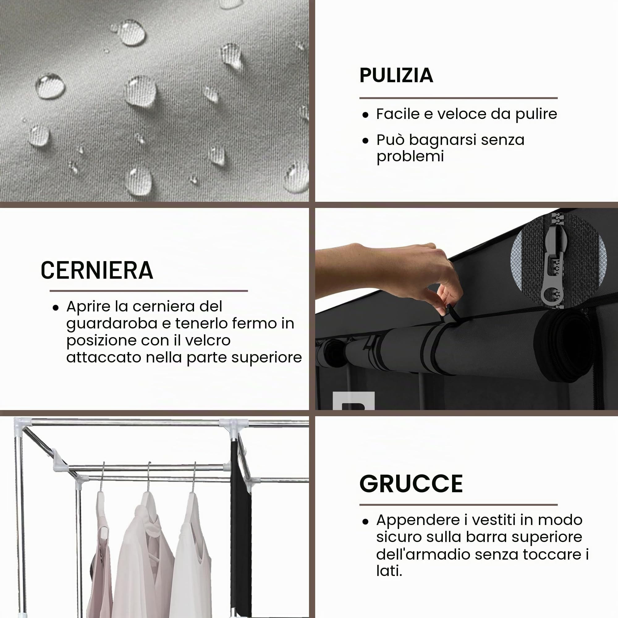 MAGIC SELECT Armadio Portatile in Tela, Portatili Armadio Guardaroba Pieghevole, per Riporre gli Oggetti Impermeabile, Guardaroba Organizzatore per Casa, Camera da Letto e Soggiorno. (150×170×45 cm)