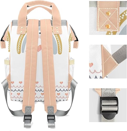 Miniatura 3 de Mochila de pañales con estampado de huellas de patas con nombre, bolsa multifunción de gran capacidad para mamá, papá, unisex, niño y niña, Diseño