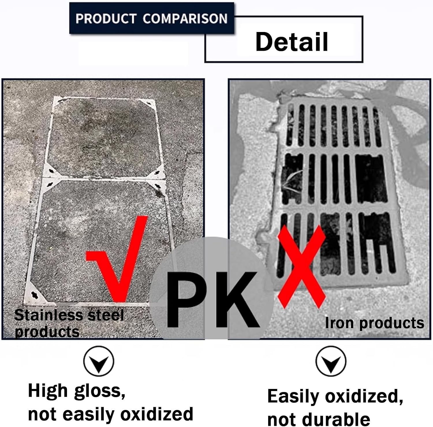 Septic Tank Covers, Manhole Cover Square,304 Invisible Manhole,Square Recessed Septic Tank Cover with Lifting Hook and Frame(5cm,40 * 40cm/15.7 * 15.7in)