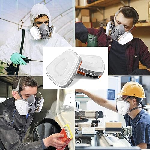 Miniatura 4 de Cartuchos de filtro 6001 de repuesto para respirador de gas, 2 cartuchos de filtro + 2 fundas de filtro + 8 filtros de algodón, se aplican a