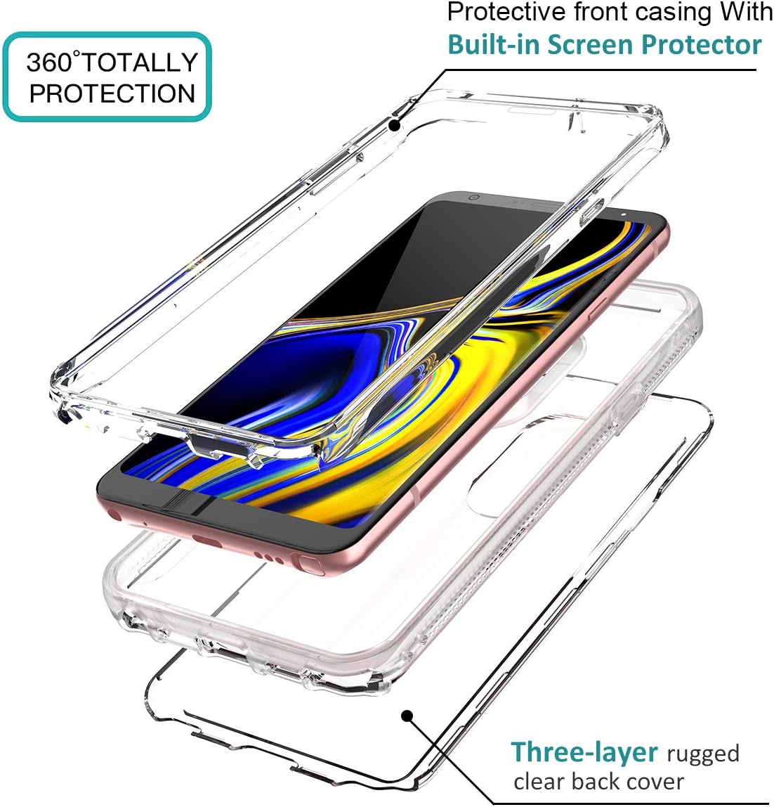 Dexnor Compatible with LG Stylo 5 Case with Built-in Screen Protector Full-Body Rugged Clear Bumper Shockproof Heavy Duty Hard Cover Defender Crystal