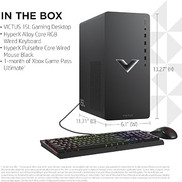 Victus 15L Gaming Desktop HyperX Bundle, 13th Generation Intel Core i7-13700F, 16 GB RAM, 512 GB SSD, NVIDIA GeForce RTX 3060 Graphics, Windows 11 Home, TG02-1030h (2023)