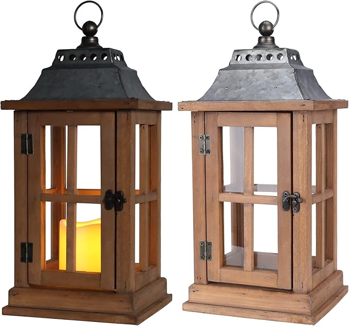Bdor Lantern Decorative (Set of 2) 15in High Vintage