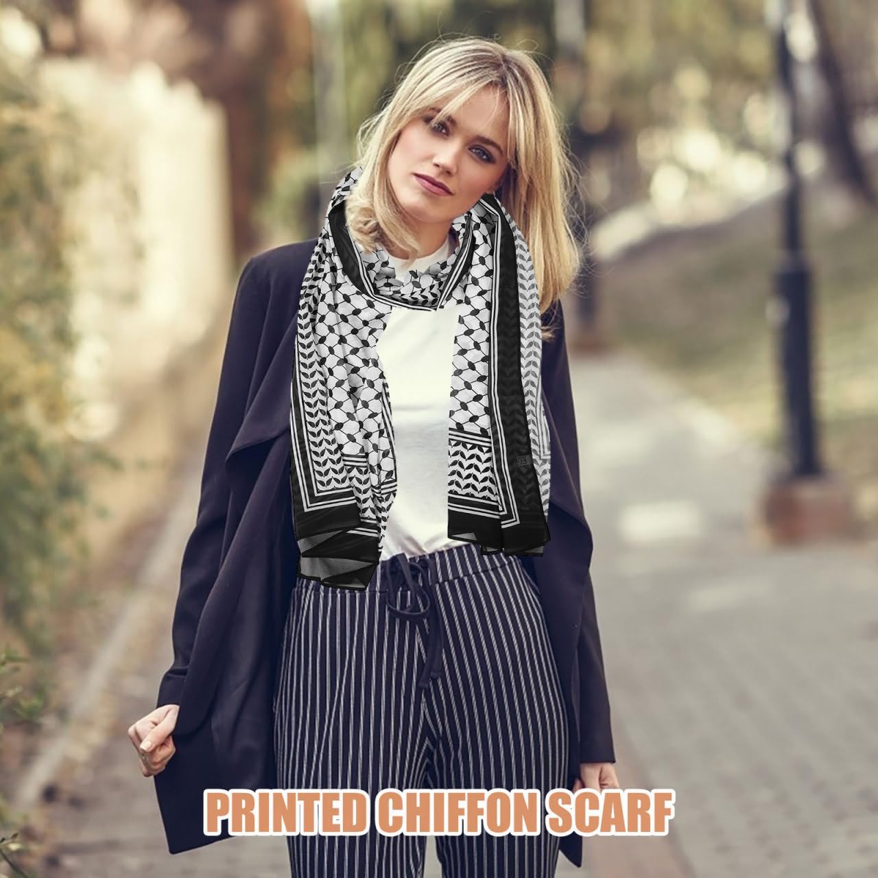 Ipetboom Palestine Chiffon Scarf - Vintage Shemagh Arab Head Neck Wrap for Men and Women Soft Lightweight Versatile Travel and Fashion Accessory for Occasions - Black
