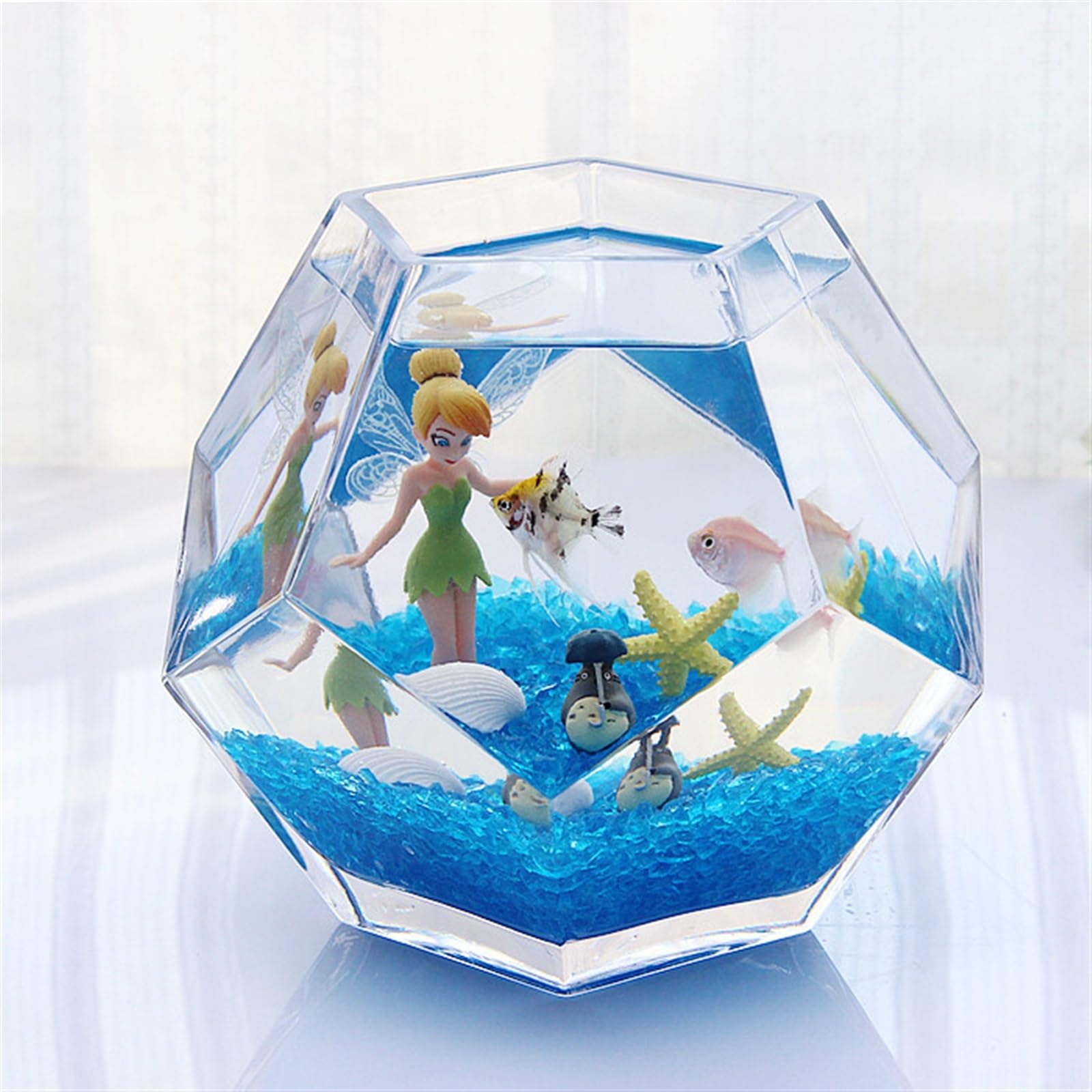 Acuario Pecera de Vidrio Engrosado poliédrico, pecera Decorativa Creativa de Escritorio, pecera de Lucha, pecera Transparente Peces Acuario(Grande)