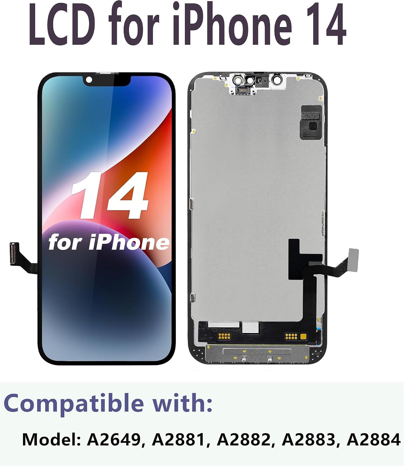 MP+ for iPhone 14 Screen Replacement,3D Touch Display Digitizer Assembly with Repair Tools Kit,Waterproof Tape and Tempered Glass