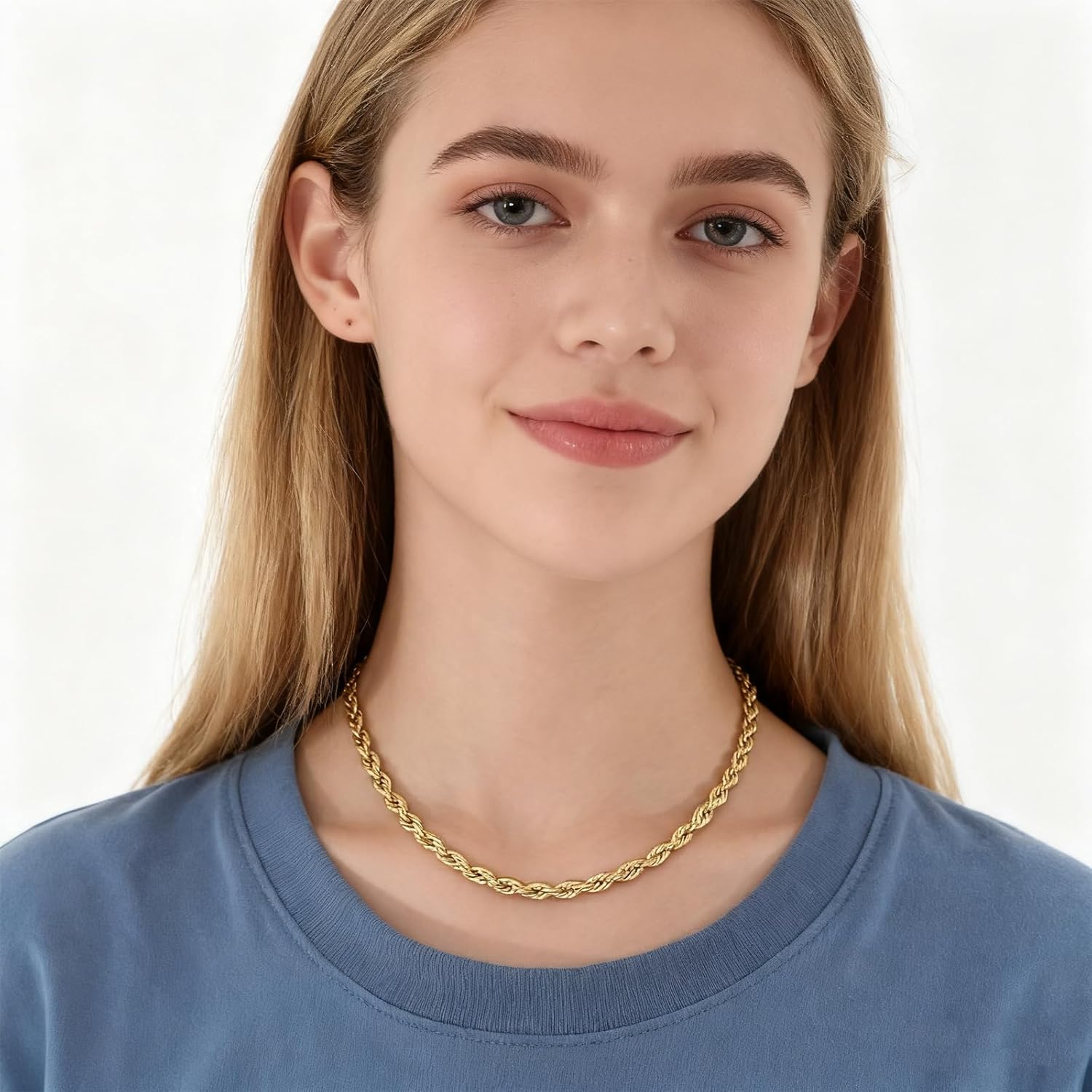 14K Gold/Silver Rope Chain for Men,3/4/5MM Stainless Steel Necklace Chain for Men Women,Jewelry Gift - Image 6