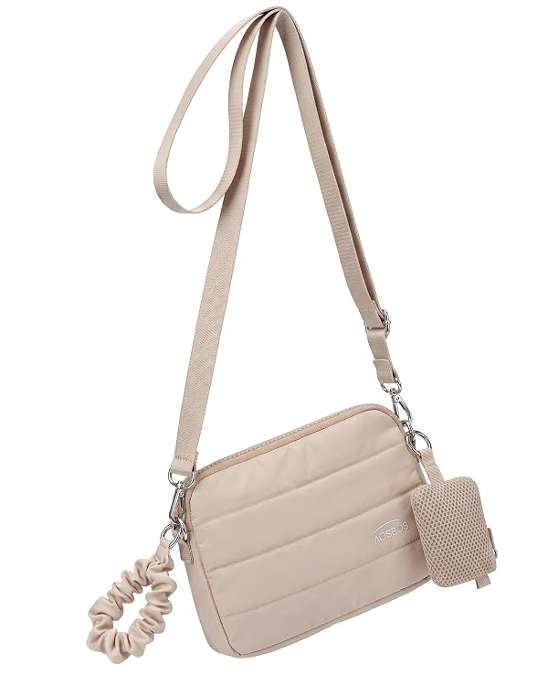 Aosbos Small Quilted Cross Body Purse, 3-Piece Women's Shoulder Handbags with Clip-On Earbud Pouch, Wristlet Wallet with Puffer Strap for Daily, Travel, College by Aosbos - Used condition - US$13.73