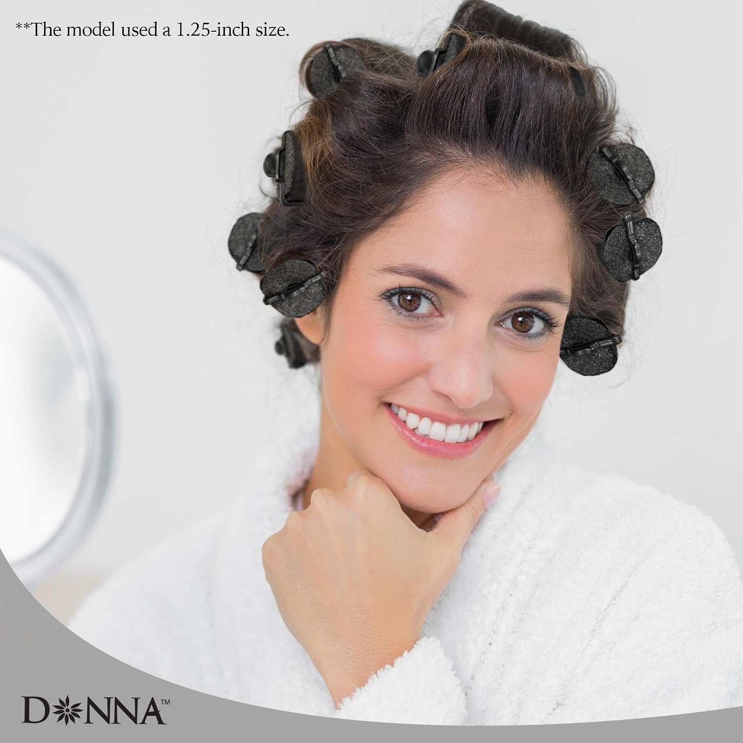 DONNA Silky Satin Foam Rollers 1.25"(D) 6PCS XL Hair Styling Heatless Curlers and Clips for Hairdressing BLACK