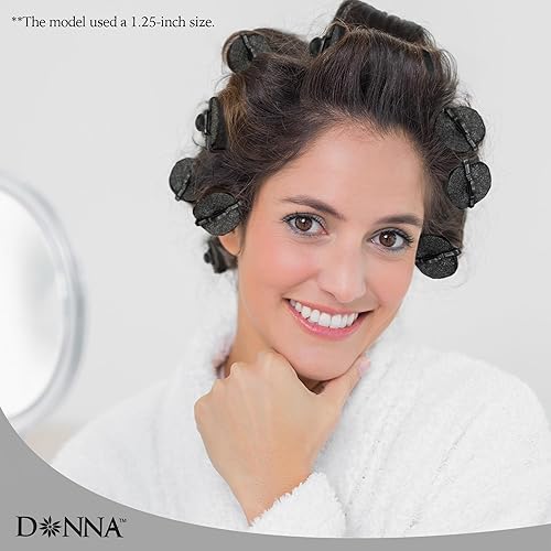 Miniatura 8 de DONNA Rodillos de espuma de satén sedoso de 1.25 pulgadas (D) 6 piezas XL rizadores y clips sin calor para peluquería negro XL (1.2 in),7/8"(D)