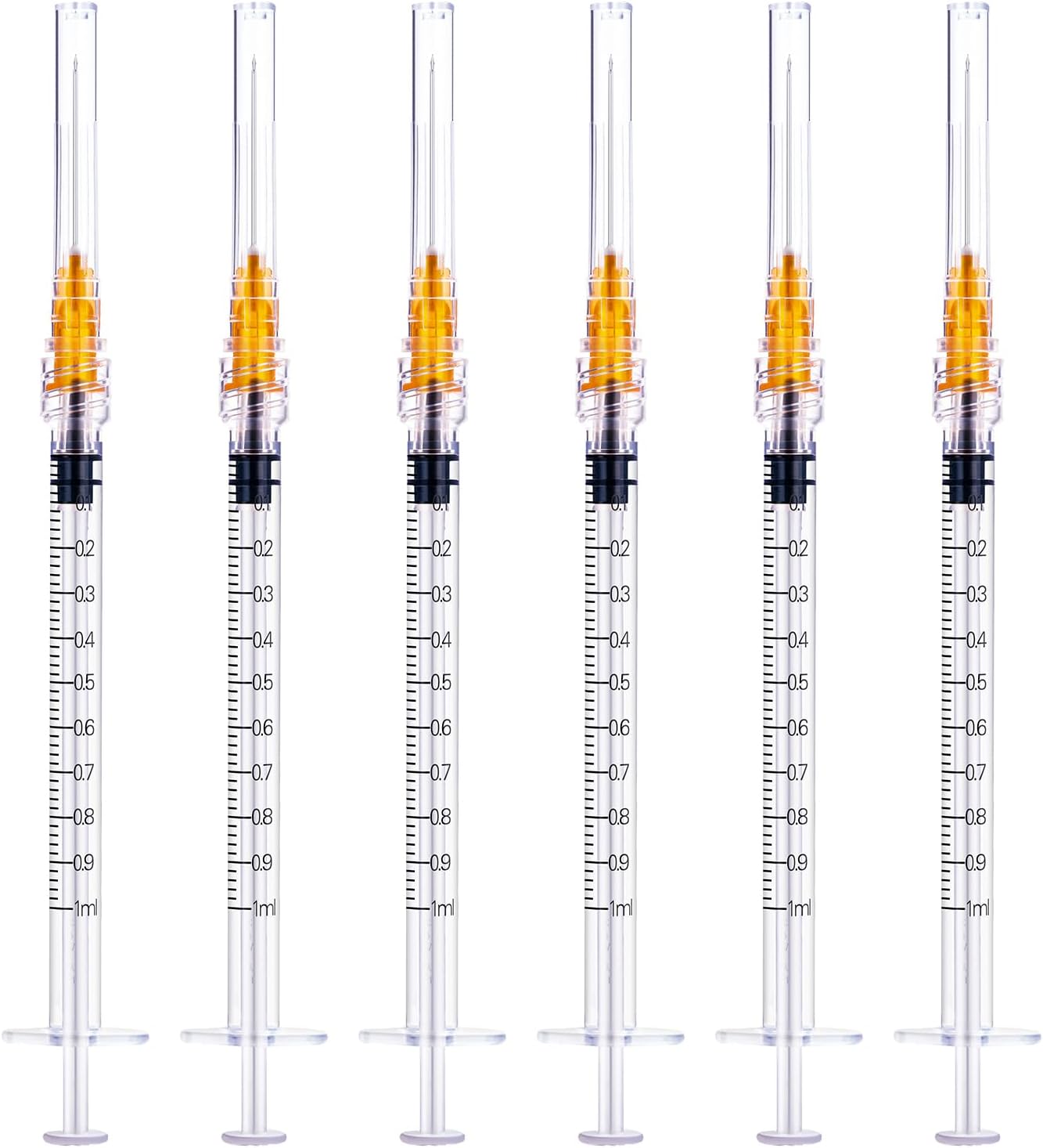 1ml/cc Disposable Syringe with 25 Gauge 1 Inch,Individual Package,Pack of 100
