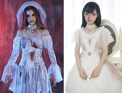 Miniatura 6 de Eternity J. Gargantilla vintage, estilo gótico con borla de encaje y colgante