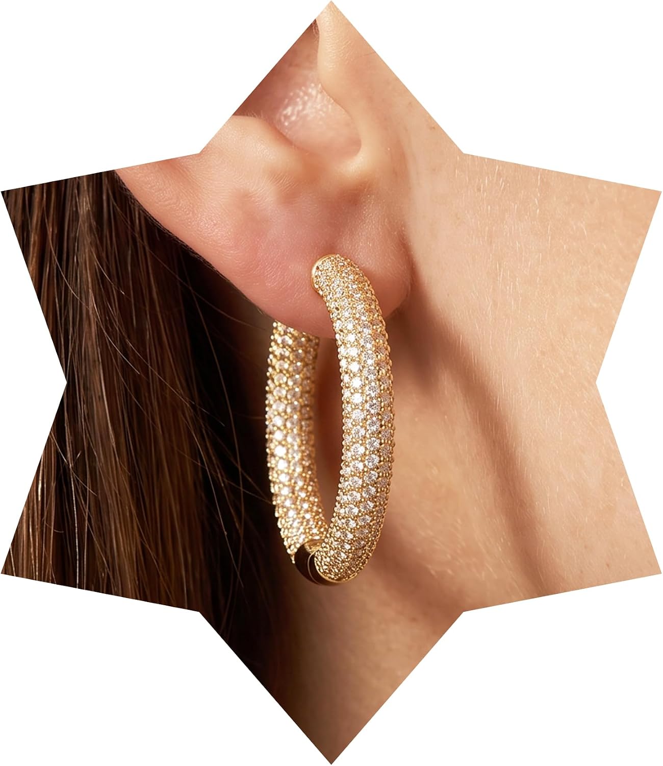 Iced Out Cubic Zirconia Huggie Hoop Earrings for Women