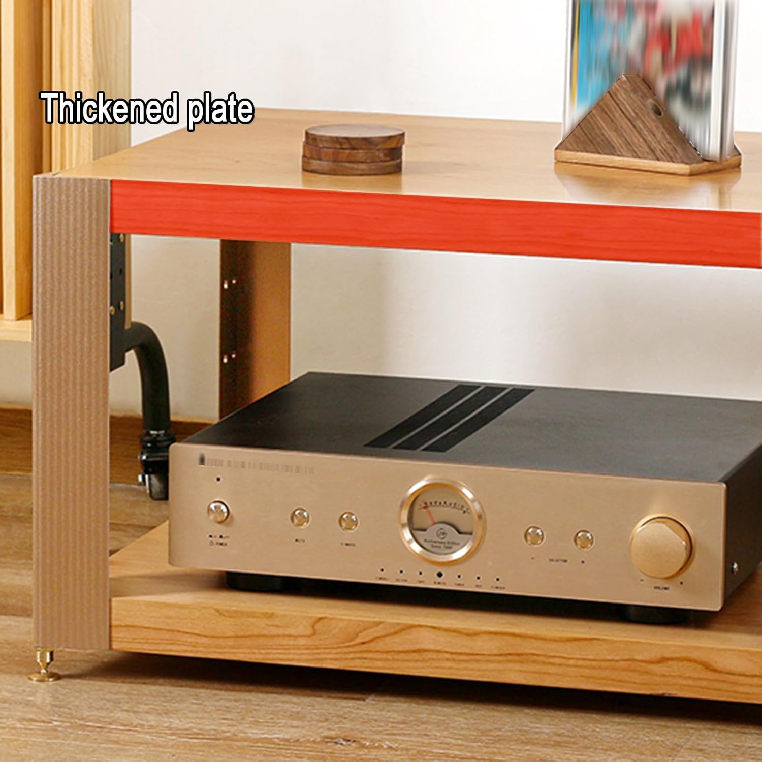 2/3/4-Tier Media Stand, Audio Rack with Adjustable Hole, Media Storage Cabinet, Open Storage TV Stand, for Living, Office/DJ/Theater(Walnut Color,57.5cm/22.6in)
