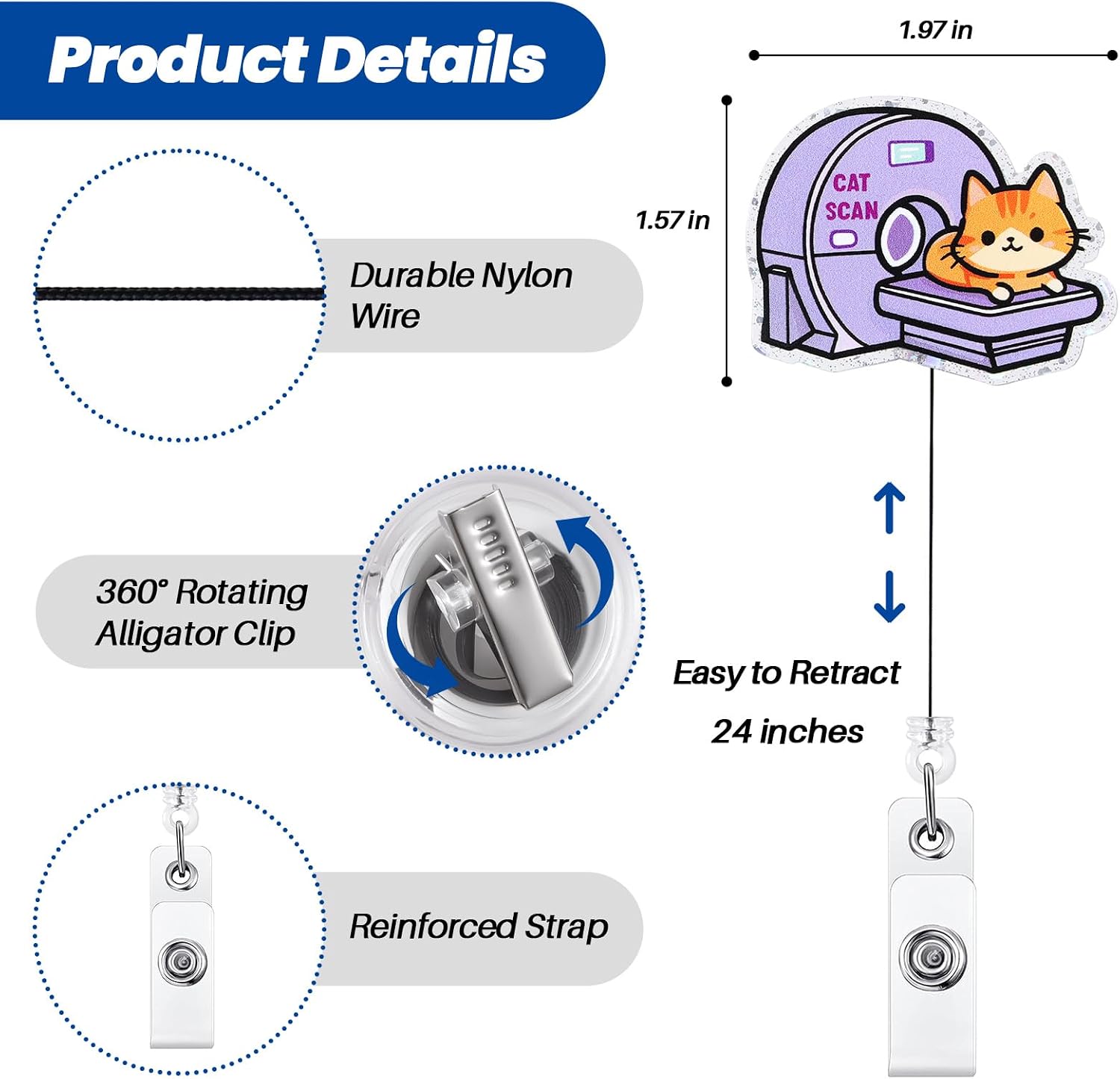 Cat Scan Hologram Funny Radiology Tech Pediatric Nurse Acrylic Badge Reel image 2