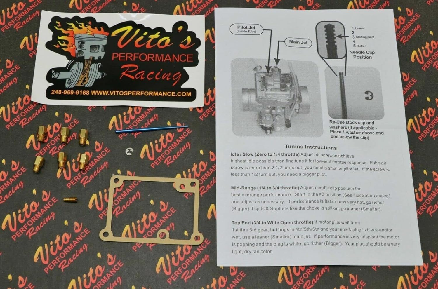 VITO's fits Yamaha Blaster FULL JET KIT - 6 main jets - pilot - VITO's BLUE needle