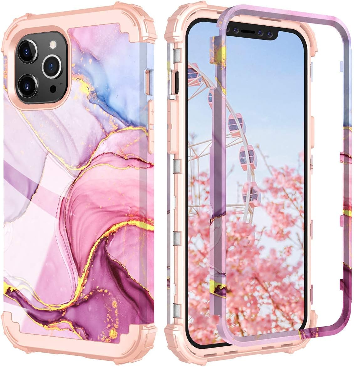 PIXIU Compatible with iPhone 12/12 pro 6.1 inch 5G case, Heavy Duty 3 Layer Soft Silicone+Hard Plastic Full-Body Shockproof Protective Rugged Phone Case for iPhone 12 pro 6.1 2020 Released