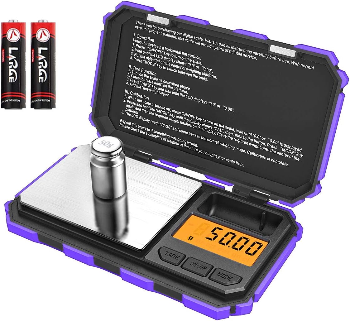 (Upgradaed) Brifit Digital Mini Scale, 200g /0.01g Pocket Scale, 50g Calibration Weight, Electronic Smart Scale, 6 Units, LCD Backlit Display, Tare, Auto Off, Stainless Steel (Battery Included)