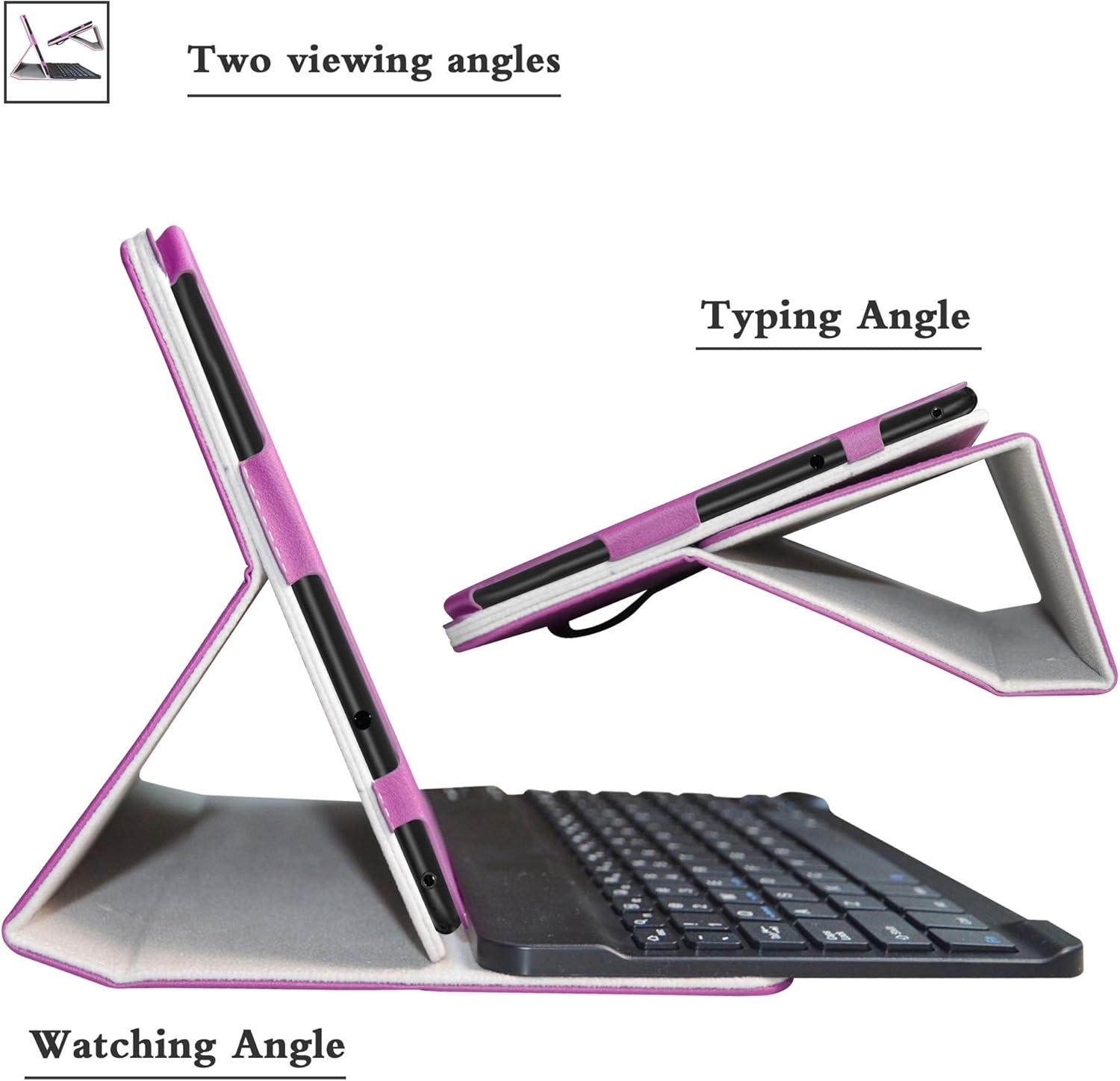 Bige for LG G Pad 5 10.1 Keyboard Case,Slim Stand PU Leather Cover with Romovable Keyboard for 10.1" LG G Pad 5 10.1 T600 Tablet(2019),Purple
