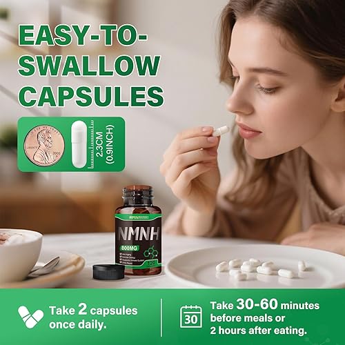 Miniatura 7 de Suplemento NMNH puro 120 cápsulas  800 mg de suplementos de NMNH de alta pureza, suplemento de NAD para Boost NAD+ para energía celular y