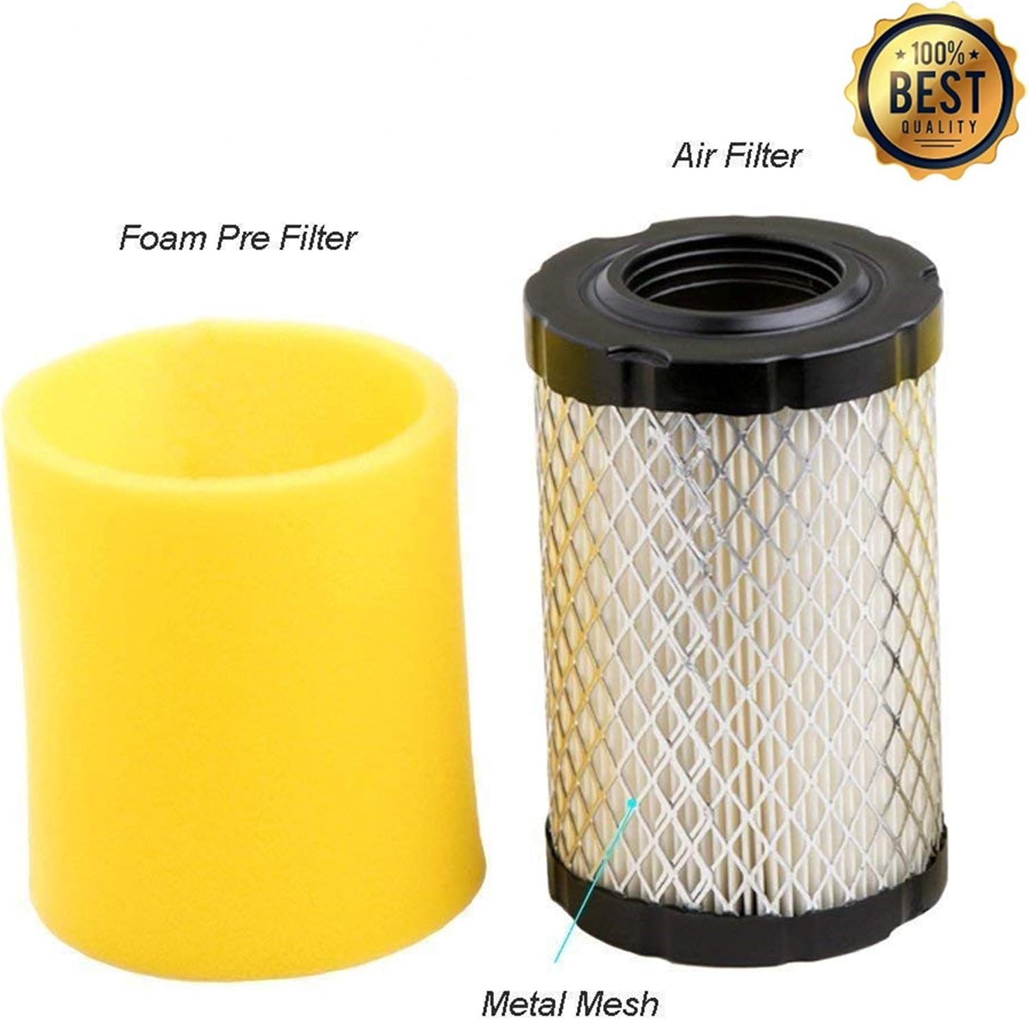 HUAWELL 10 Piece 591334 Air Filter, Replace for Briggs Stratton 796031 594201 OEM Air Cleaner Cartridge, Lawn Mower Air Filter, Plus Foam Pre Filter