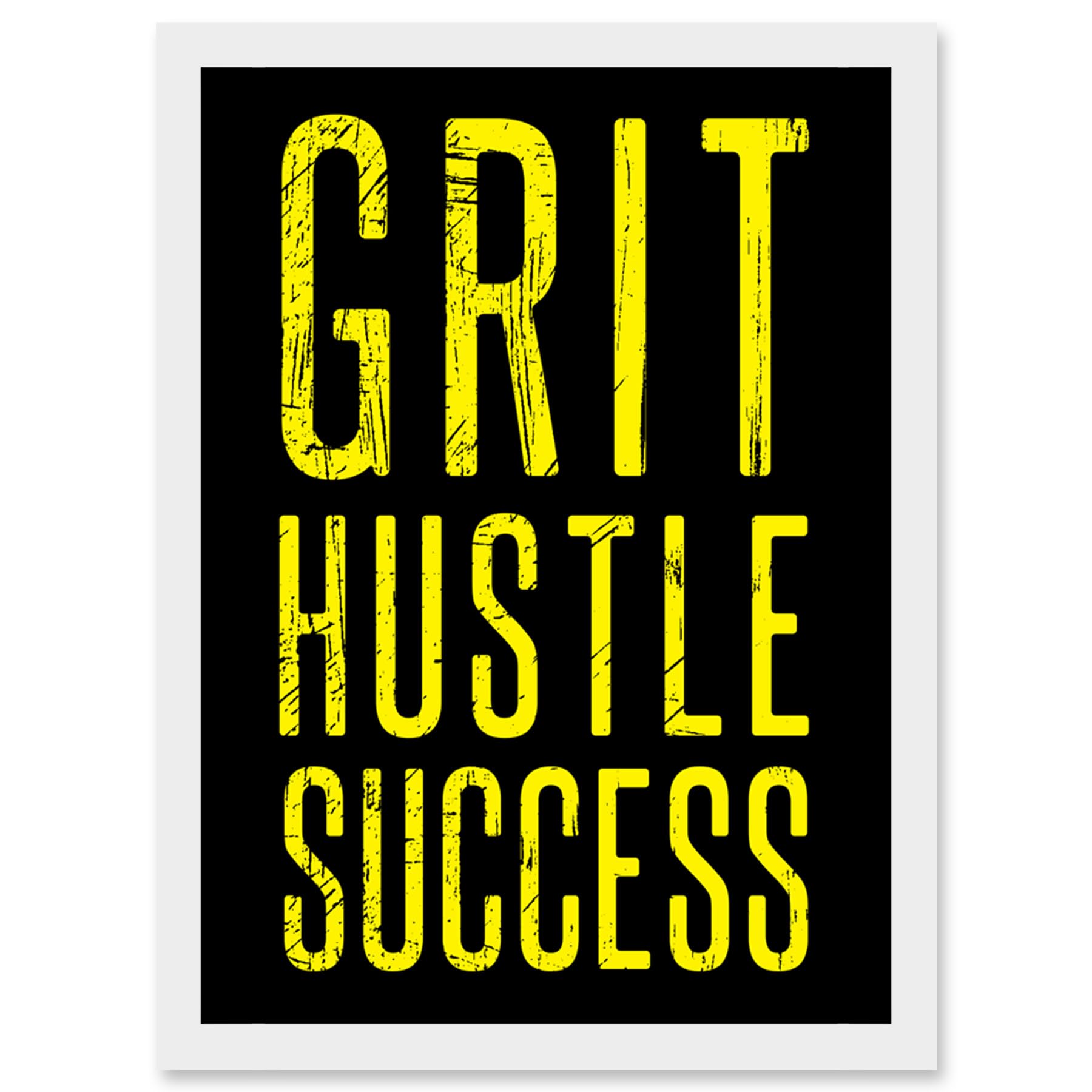 Artery8 Gym Motivation Grit Hustle Respect Exercise Workout Decor Artwork Framed Wall Art Print A4