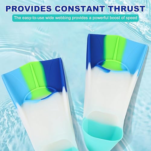 Miniatura 3 de Aletas de natación para niños, aletas cortas de natación para entrenamiento de natación y buceo, tamaño adecuado para principiantes, niños, niñas,