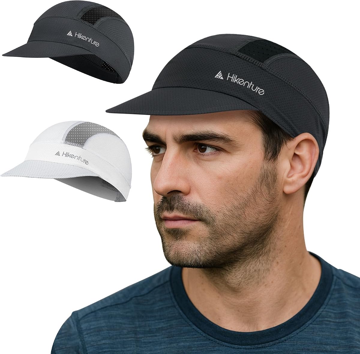 Hikenture Cycling Cap,Cooling Skull Cap Bike Hat with Sun Visor, Summer Breathable Helmet Liner Biking Cap for Men Women