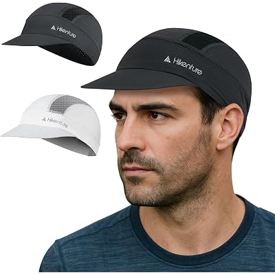 Hikenture Cycling Cap,Cooling Skull Cap Bike Hat with Sun Visor, Summer Breathable Helmet Liner Biking Cap for Men Women