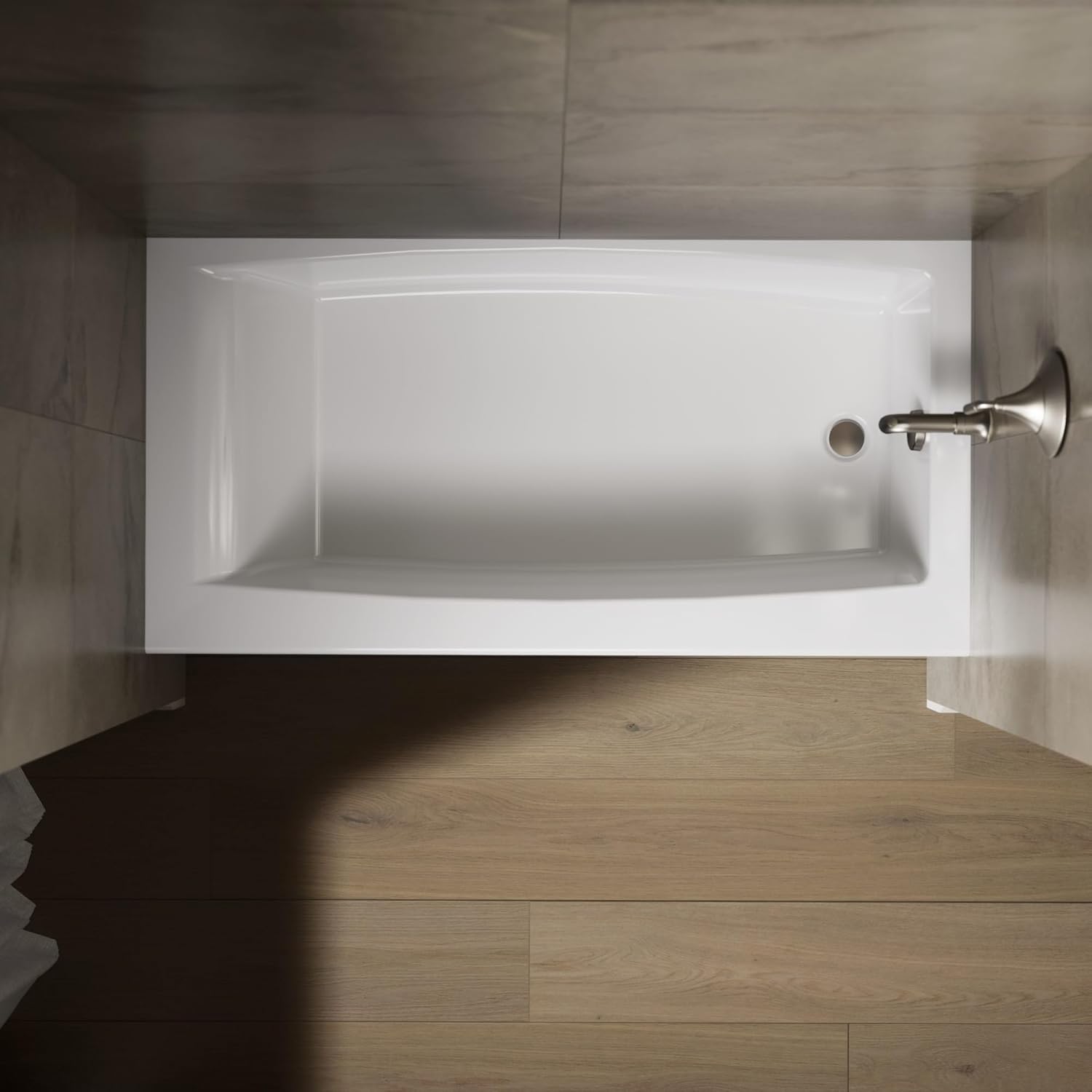 KOHLER K-26109-RA-0 Entity 60-Inch x 30-Inch Alcove Bath with Integral apron, integral flange and right hand drain, White - Image 8