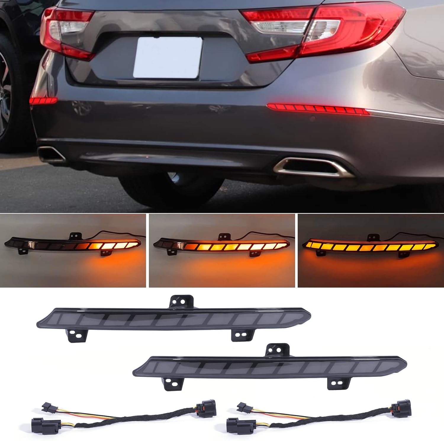 Rear Bumper Lights for 10th Gen Honda Accord 2018-2022 Tail Brake Lights(mustang-Style)