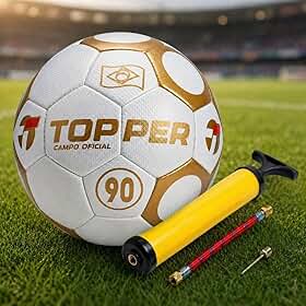 Bola Futebol Campo Topper 90 Gold T5 Oficial + Bomba De Ar