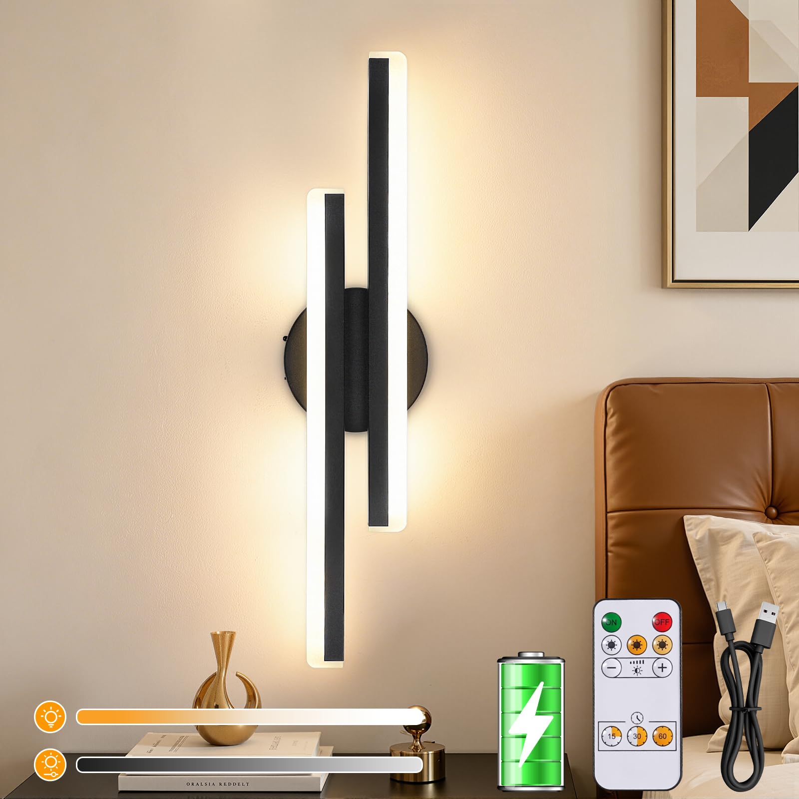 Dehobo Rechargeable Wall Light Round Bottom, 4400mAh Battery Wall Light