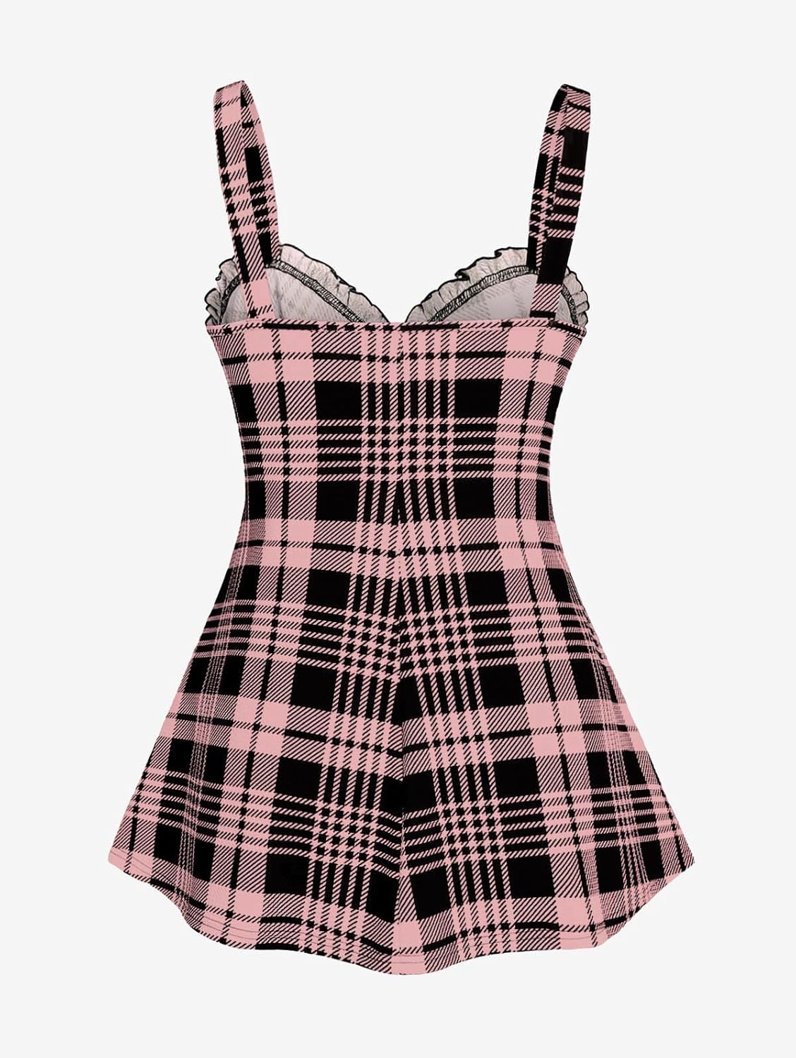 ROSE GAL Womens Plus Size Curve Lace Up Full Zipper Plaid Tank Tops Gothic Sleeveless Strap Tank Top