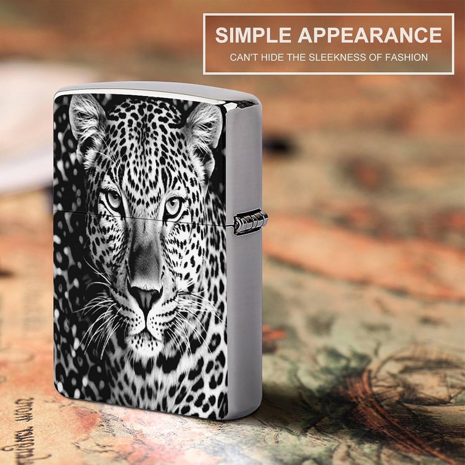 Black and White Leopard Face Lighter Case Cover Lighter Shell
