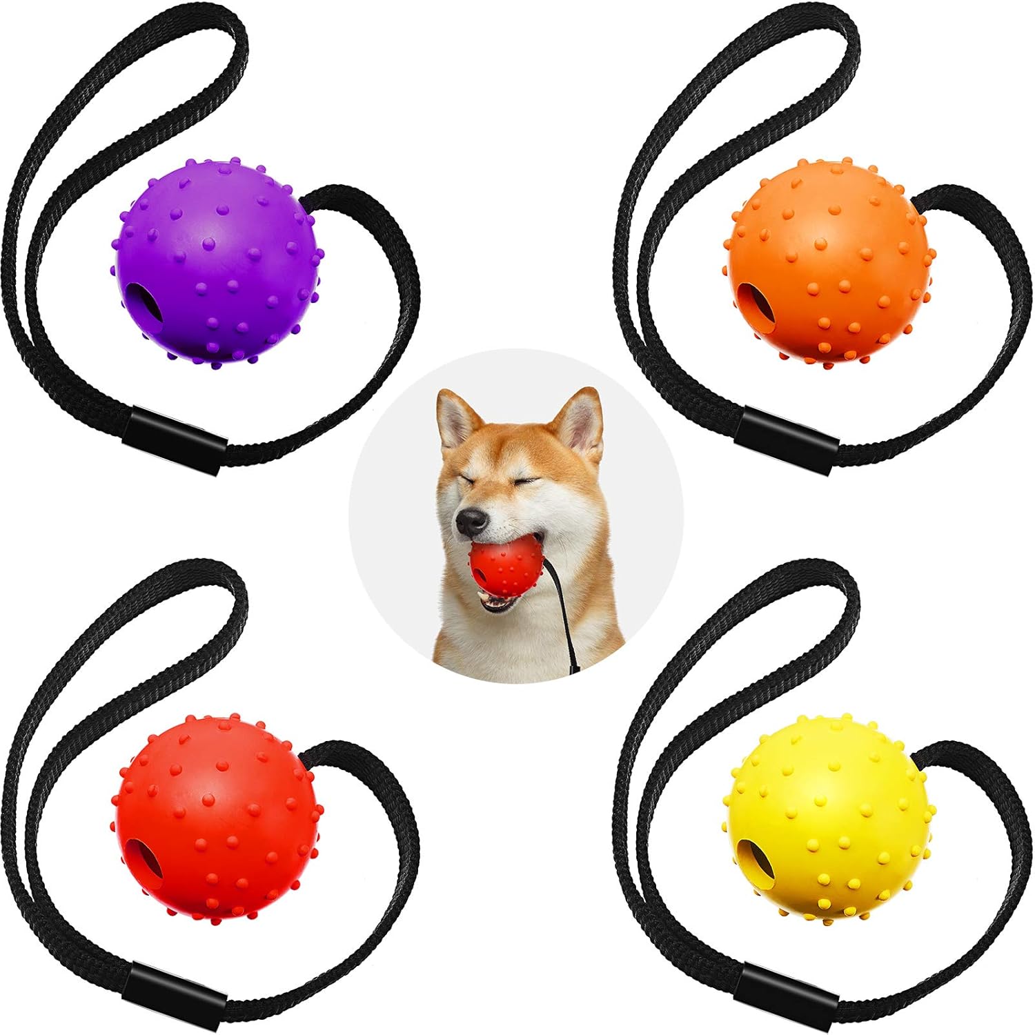 Skylety 4 Pcs Ball on Rope Dog Toy Dog Training Ball on a String Interactive 1 97 x