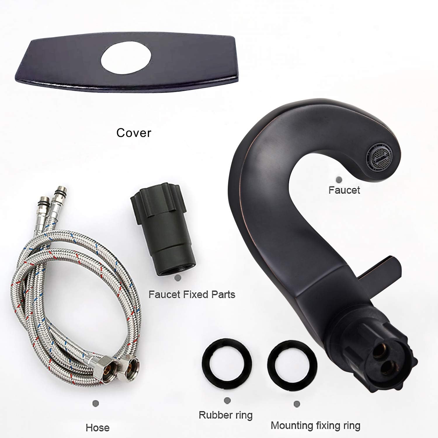 Bakala Modern Bathroom Sink Faucet Black, Unique Design Single Handle Bathroom Sink Faucets for Household, Touch On Brass Sink Faucet with Deck Plate Cover 3/8 Water Supply Hose-Oil Rubbed Bronze - - 