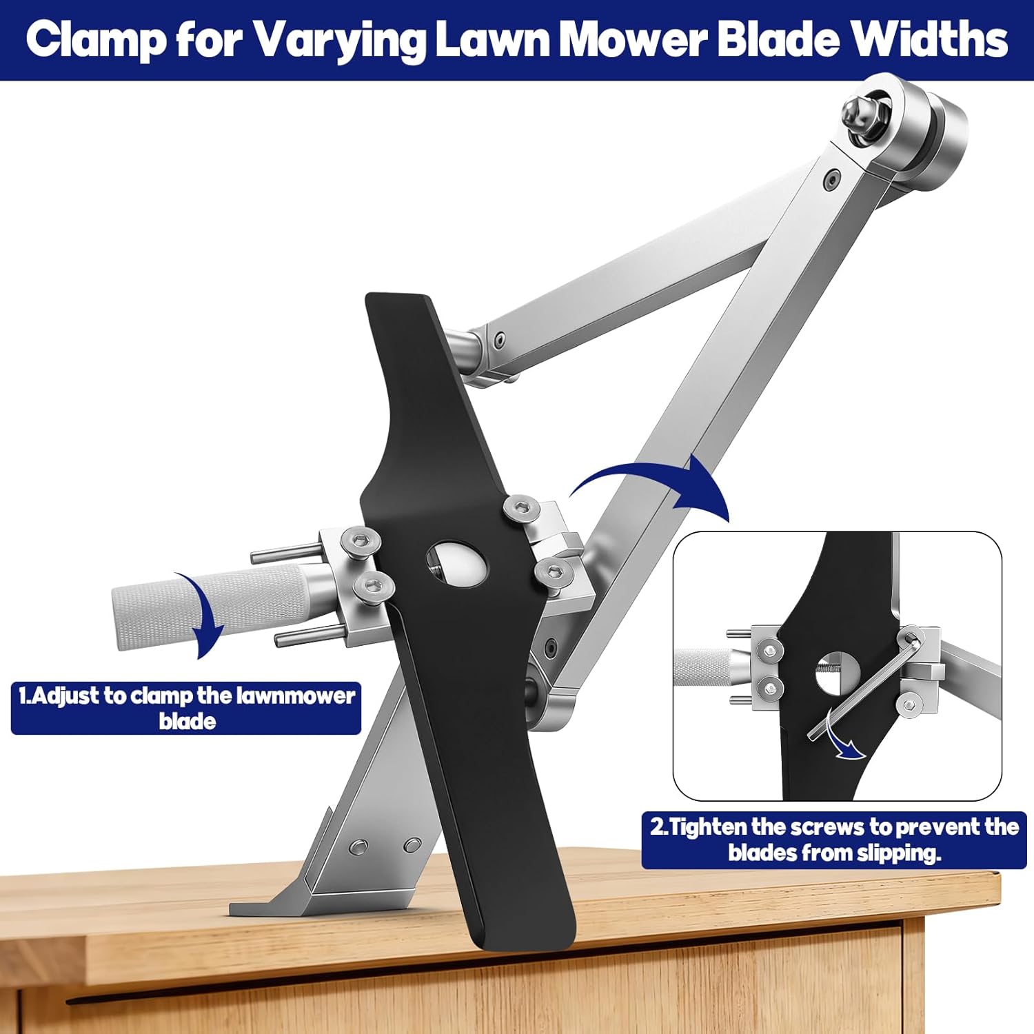 Lawn Mower Blade Sharpener, 15°-45° Adjustable Lawnmower Blade Sharpening Tool for Right & Left Hand Blades, Use with Angle Grinder