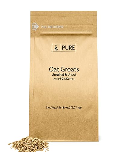 Pure Original Ingredients Granos de avena, enteros, sin cortar y sin cáscara, altos en proteínas, granos de avena (5 libras)