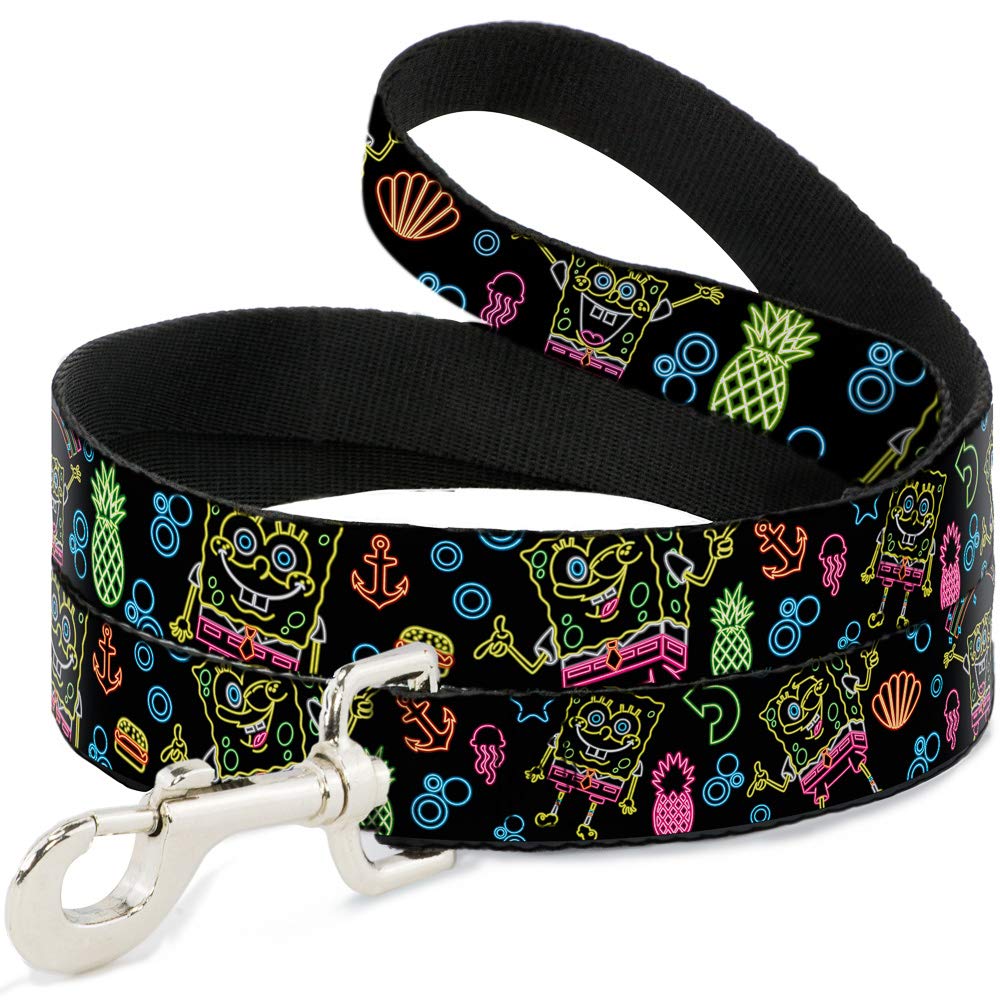 Laisse Elropet motif Bob l'éponge noir nylon résistant