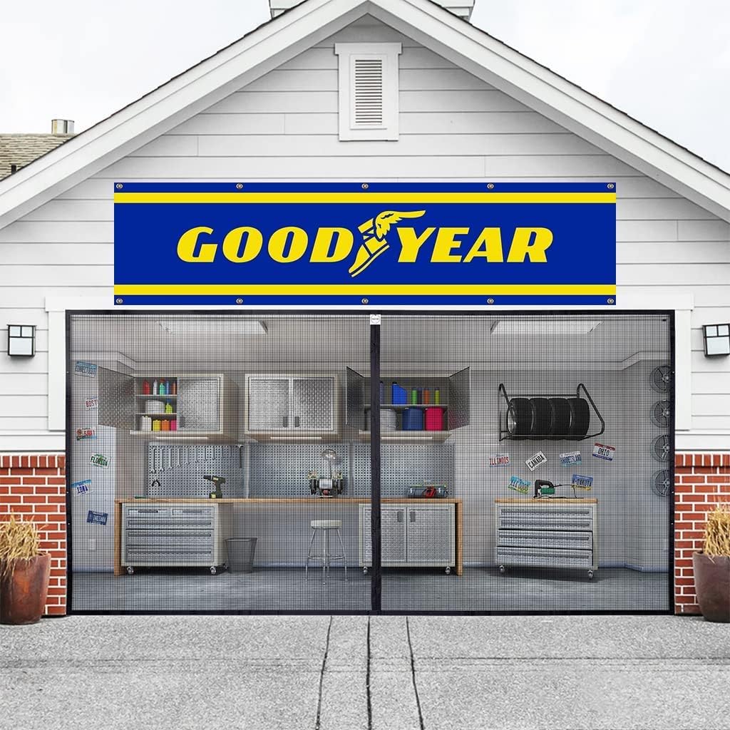 Goodyear Tires Flag Banner, 2x8ft Flags with 10 Brass Grommets for College Dorm Decor, Outdoor, Gift, Indoor, Garage, Home,House