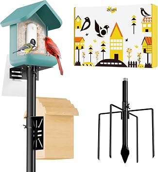 iBorn Camera Bird Feeder Pole 3in1 Compatible Bird Feeder Poles for Outdoors Heavy Duty,63inch Adjustable Height Bird House Pole Mount Kit Bracket Universal for Smart Feeder/Birdhouse