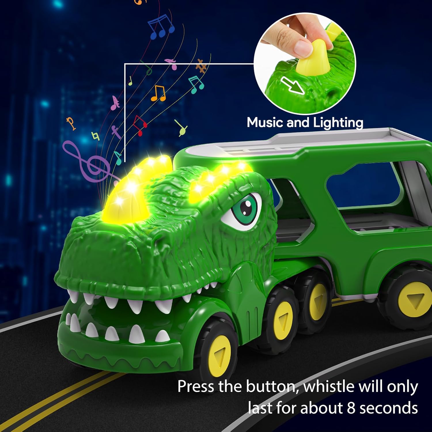 AUTGA Dinosaur Toys for 1 2 3 4 5 Year Old Boy, Dinosaur Trucks for Toddlers 2-4 Years with 4 Small Pull Back Dino Cars, Kids Christmas Birthday Gifts for Boys