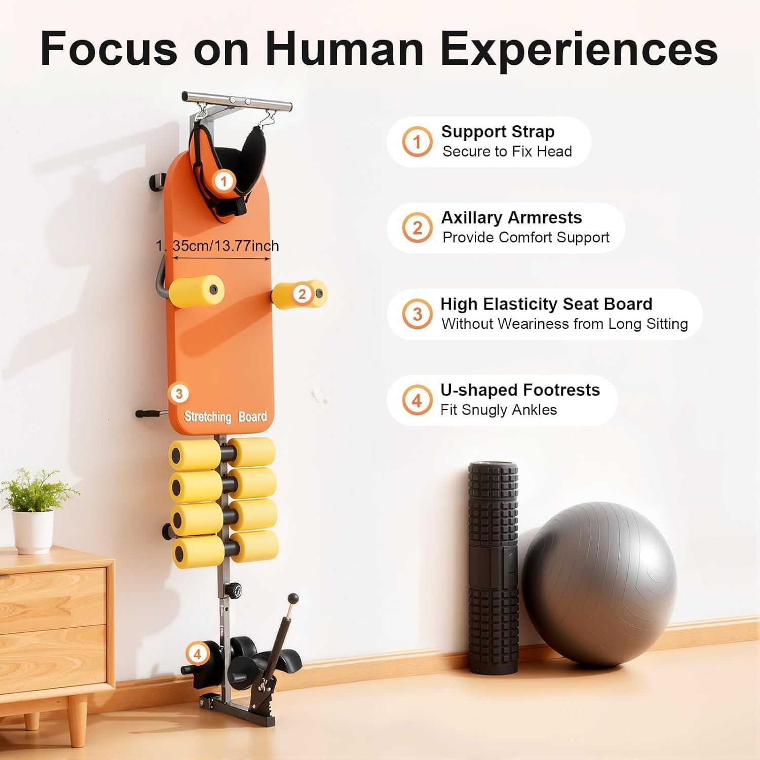 Traction and Stretch Decompression Machine，Back Stretch Decompression Bench Adjustable Length Table Spine Traction Lumbar Roller Cervical Tractions Posture Corrector for Lumbar Cervical Massage