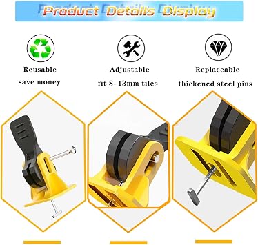50pcs Tile Leveling System Reusable+200pcs Cross Tile Spacers 1/8