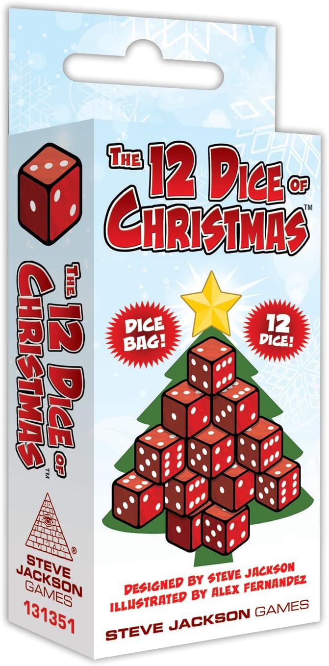 The 12 Dice of Christmas, Dice Game, Family, Holiday, for 2 to 5 Players, Ages 10+, Steve Jackson Games