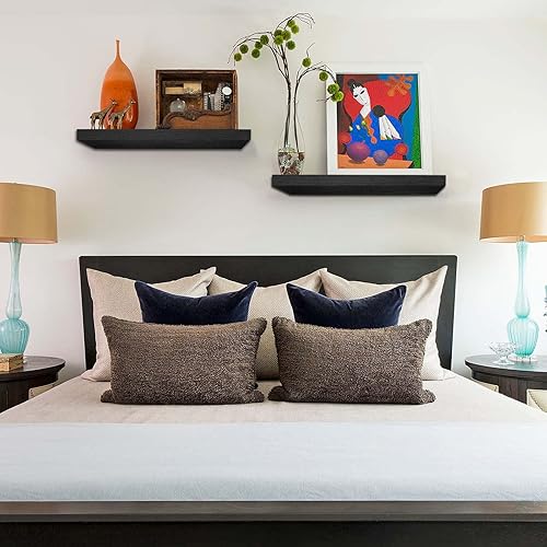 Vista 7 de QEEIG Estantes flotantes para pared de 23.6 pulgadas de largo, estante montado en la pared, baño, cocina, sala de estar, dormitorio, granja