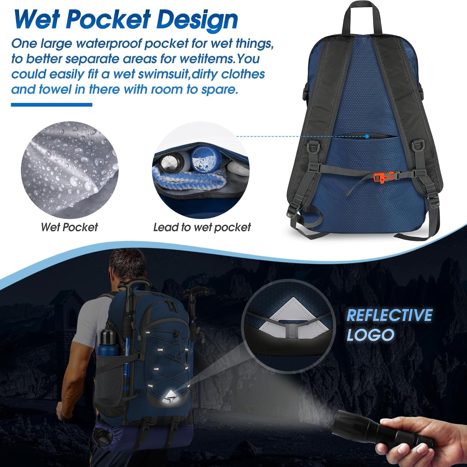 IGOLUMON Hiking Backpack 40L Packable Lightweight Camping Backpack Men Women Waterproof Hiking Daypack Outdoor Travel Daypack