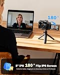 NBD 8K Digital Cameras for Photography,64MP Camara Fotograficas,Travel Vlogging Cameras for YouTube with 180°Flip Screen,16X Digital Zoom,52mm Macro Lens,2 Batteries,32GB TF Card (Black)